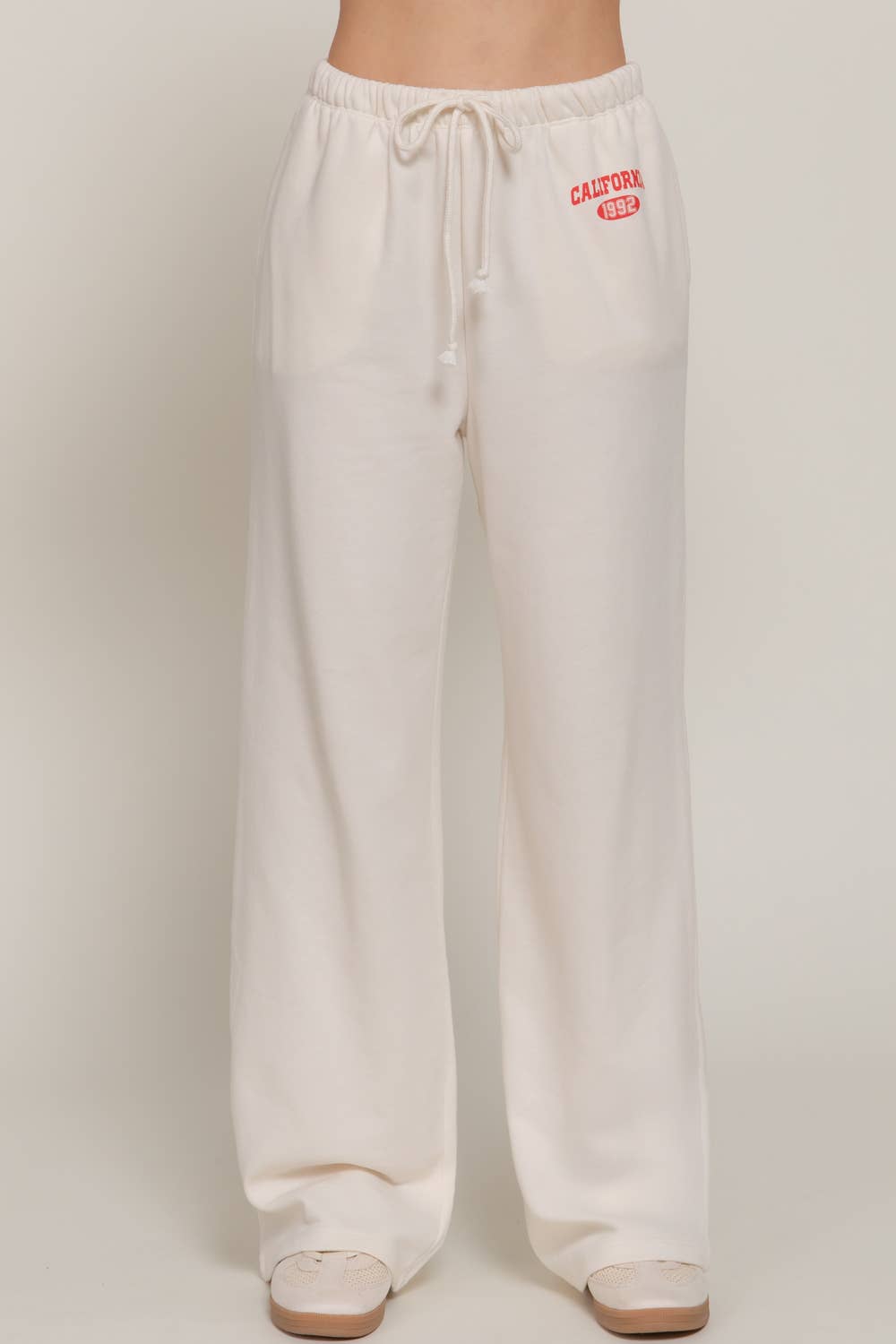 Waist Band with Drawstring Printed Detail Sweatpants