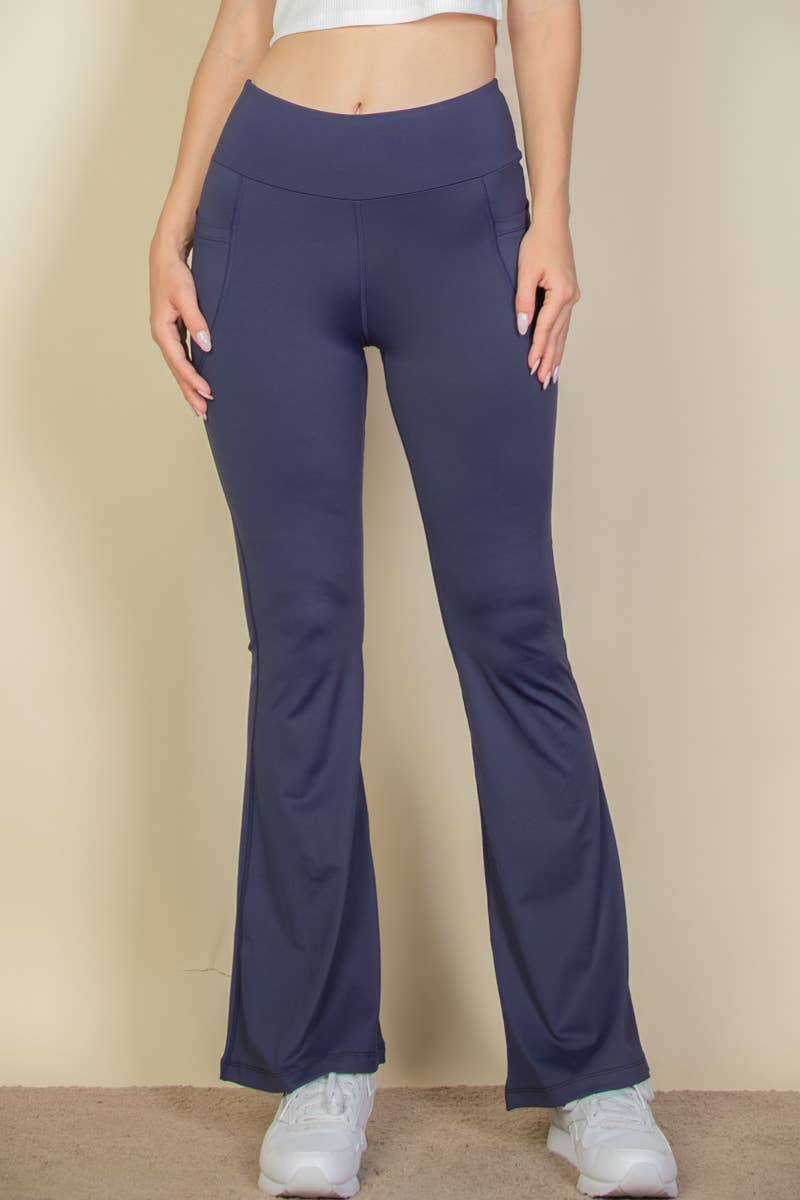 High Waist Side Pocket Flare Leggings