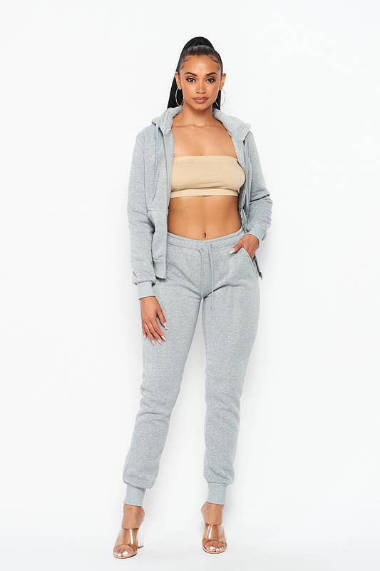 Fleece Lined Hoodie Jacket & Jogger Pants Set