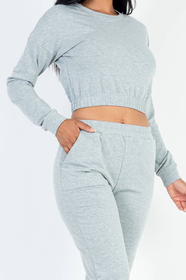 French Terry Elastic Waist Pullover & Joggers Set