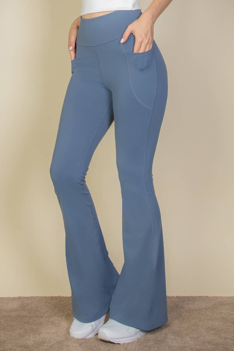 High Waist Side Pocket Flare Leggings