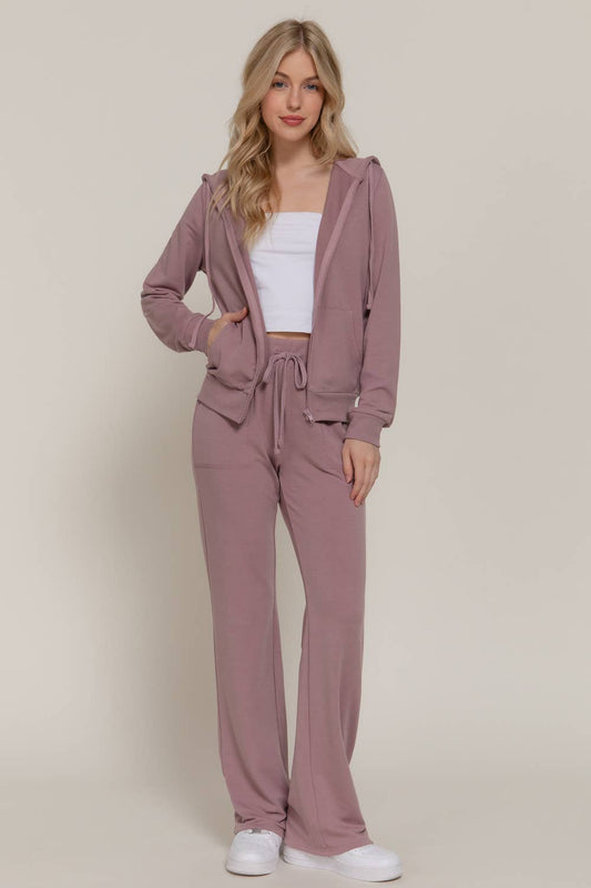 Long Sleeve Hoodie Jacket & Pants Sweatsuit Set