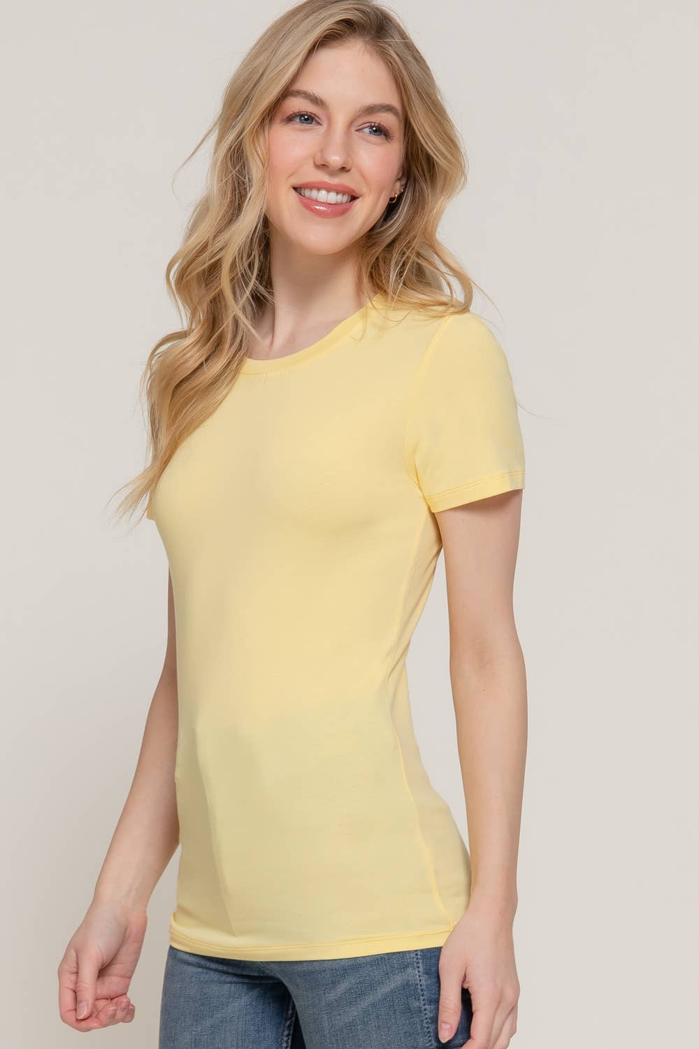 Short Sleeve Crew Neck Cotton Spandex Jersey Top