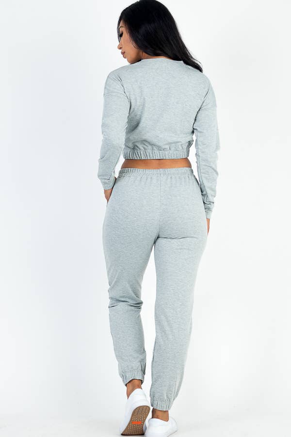 French Terry Elastic Waist Pullover & Joggers Set