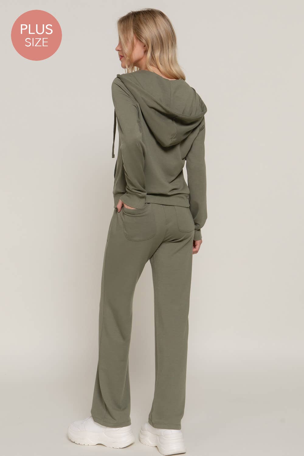 [PLUS SIZE] Long Slv Hoodie Jacket & Pants Sweatsuit Set