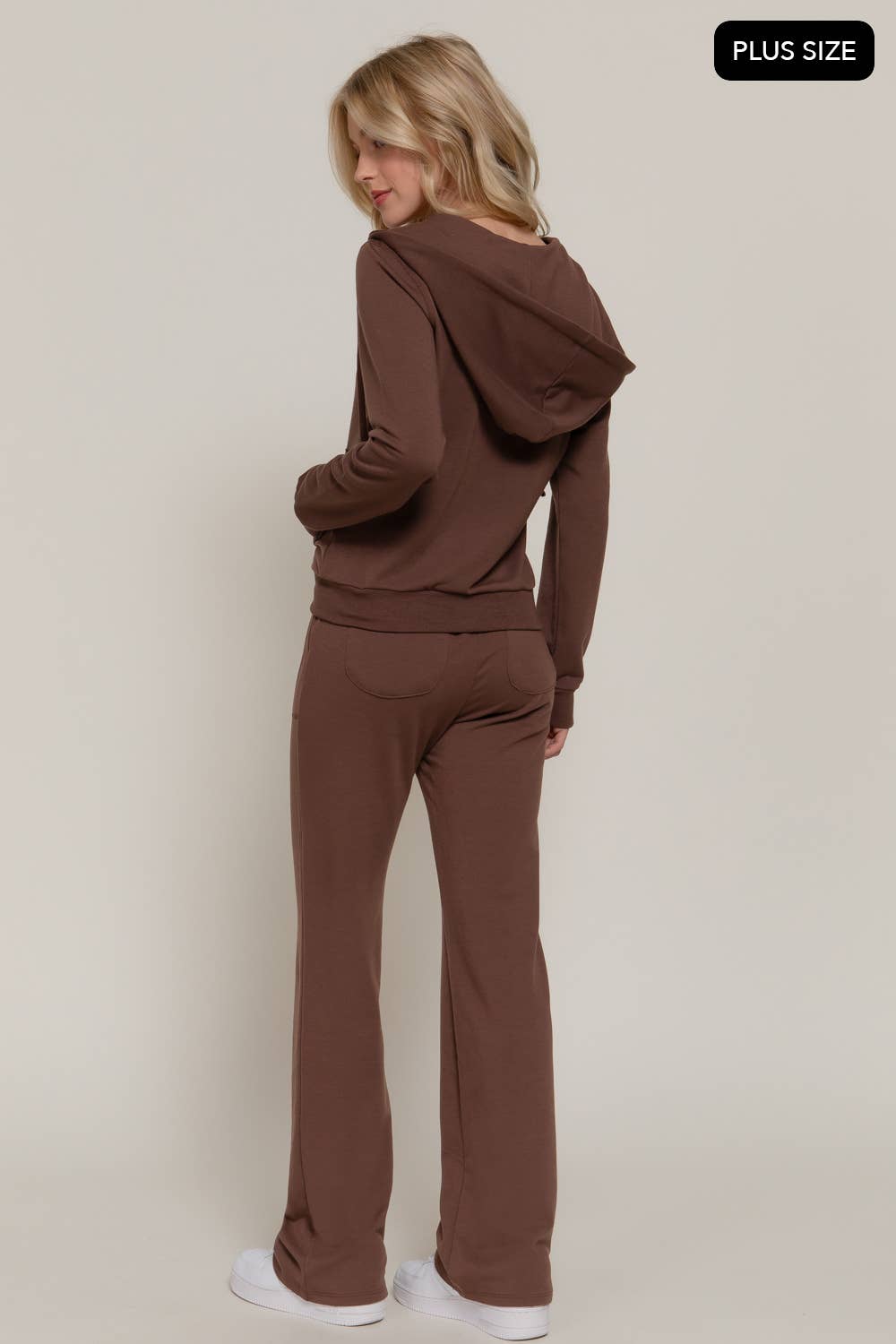 [PLUS SIZE] Long Slv Hoodie Jacket & Pants Sweatsuit Set