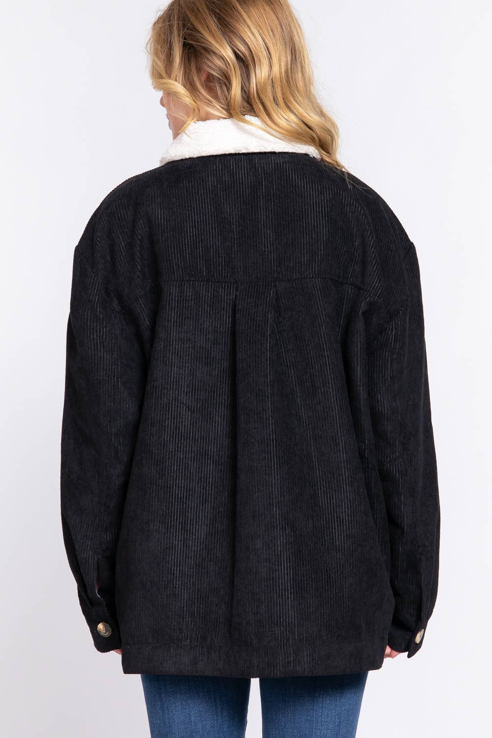 Long Sleeve Inside Faux Fur with Pocket Corduroy Jacket