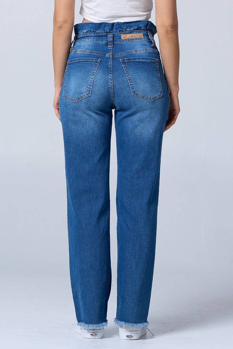 Distress boot cut baggy jeans