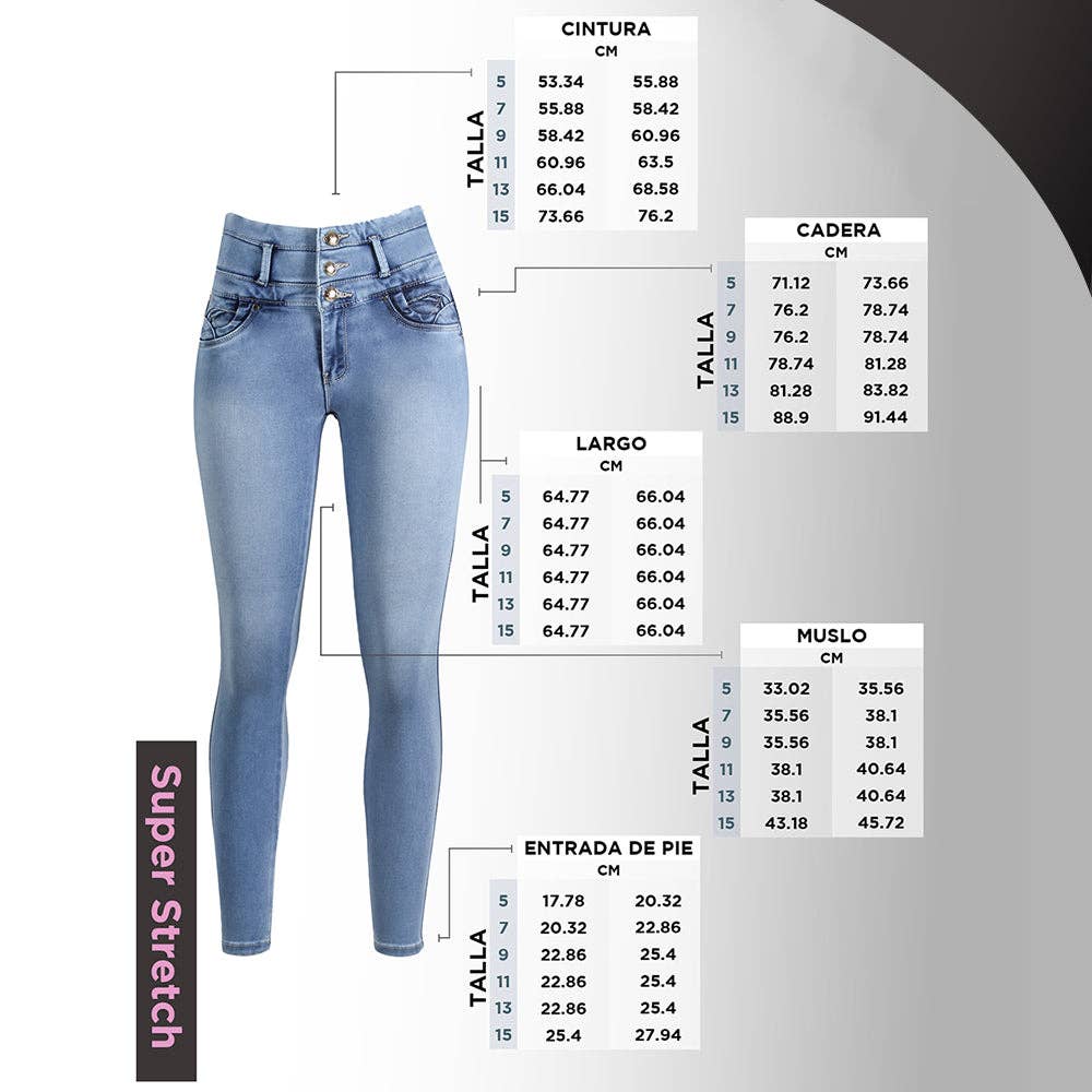 Woman Jeans Fit Jeans Pantalon Colombiano ANGELES A Praga Jeans PRPGAC-06ACWA