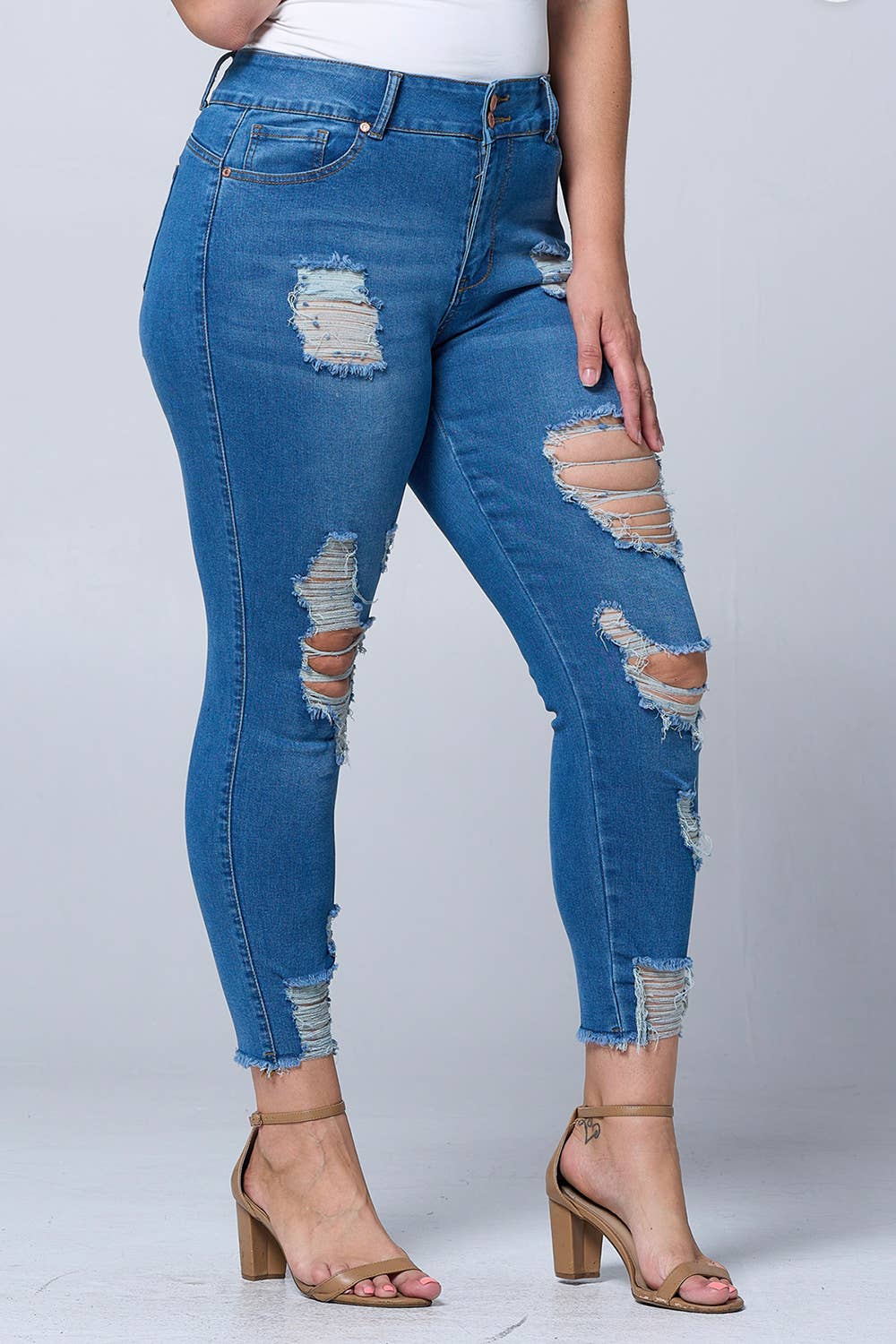 Plus size ribbed skinny jeans with Columbia hip lift pockets