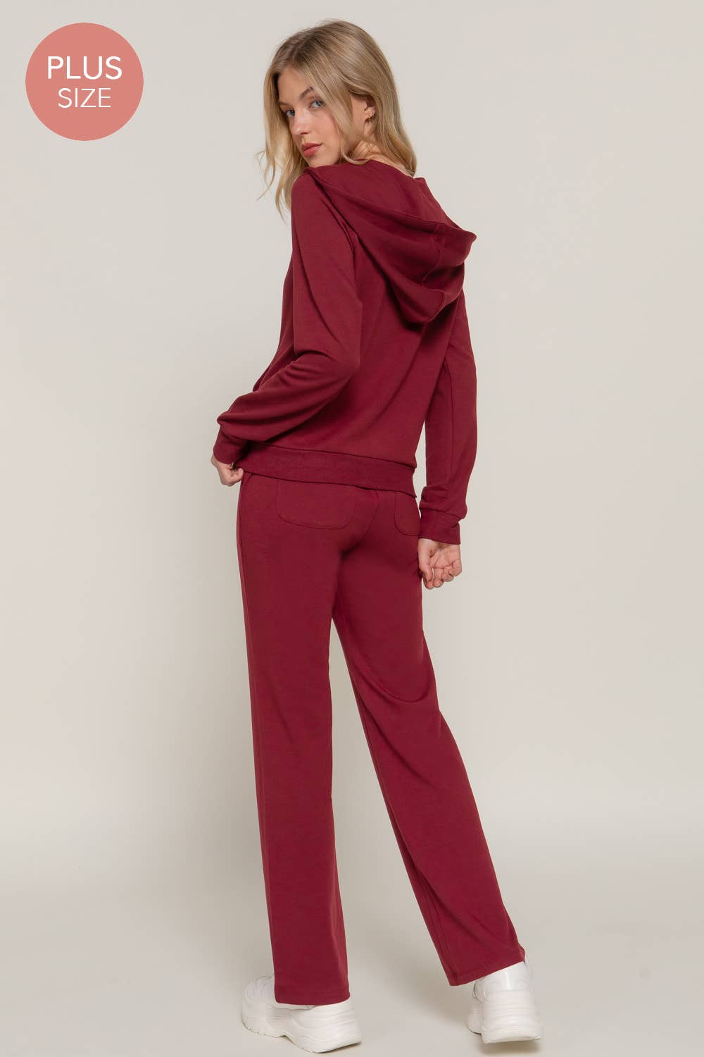 [PLUS SIZE] Long Slv Hoodie Jacket & Pants Sweatsuit Set