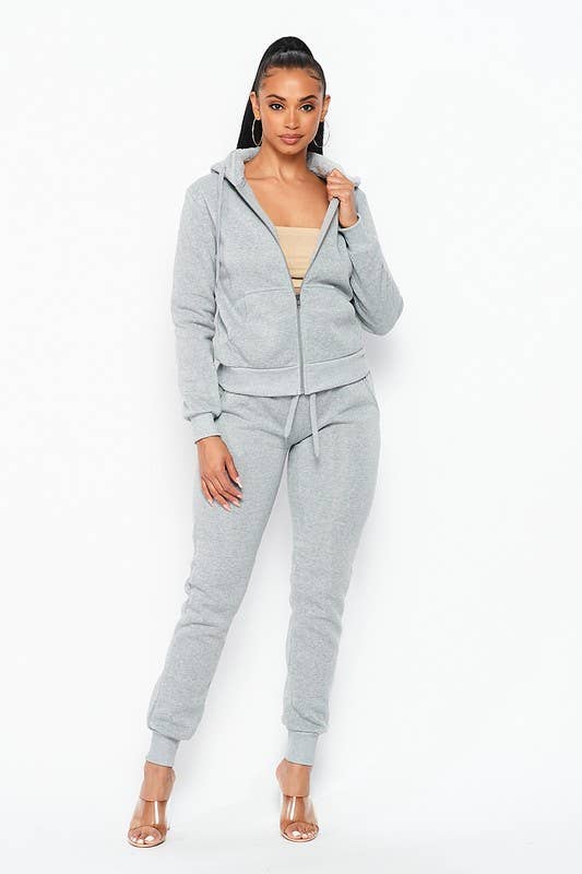 Fleece Lined Hoodie Jacket & Jogger Pants Set