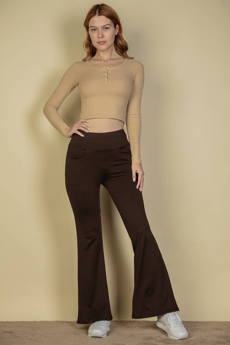 High Waisted Front Pocket Flare Pants