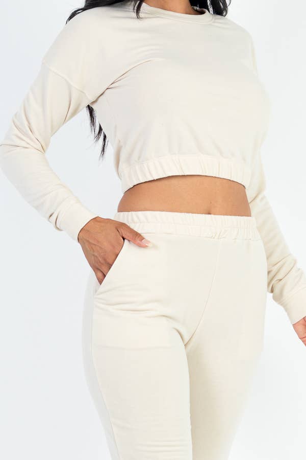 French Terry Elastic Waist Pullover & Joggers Set