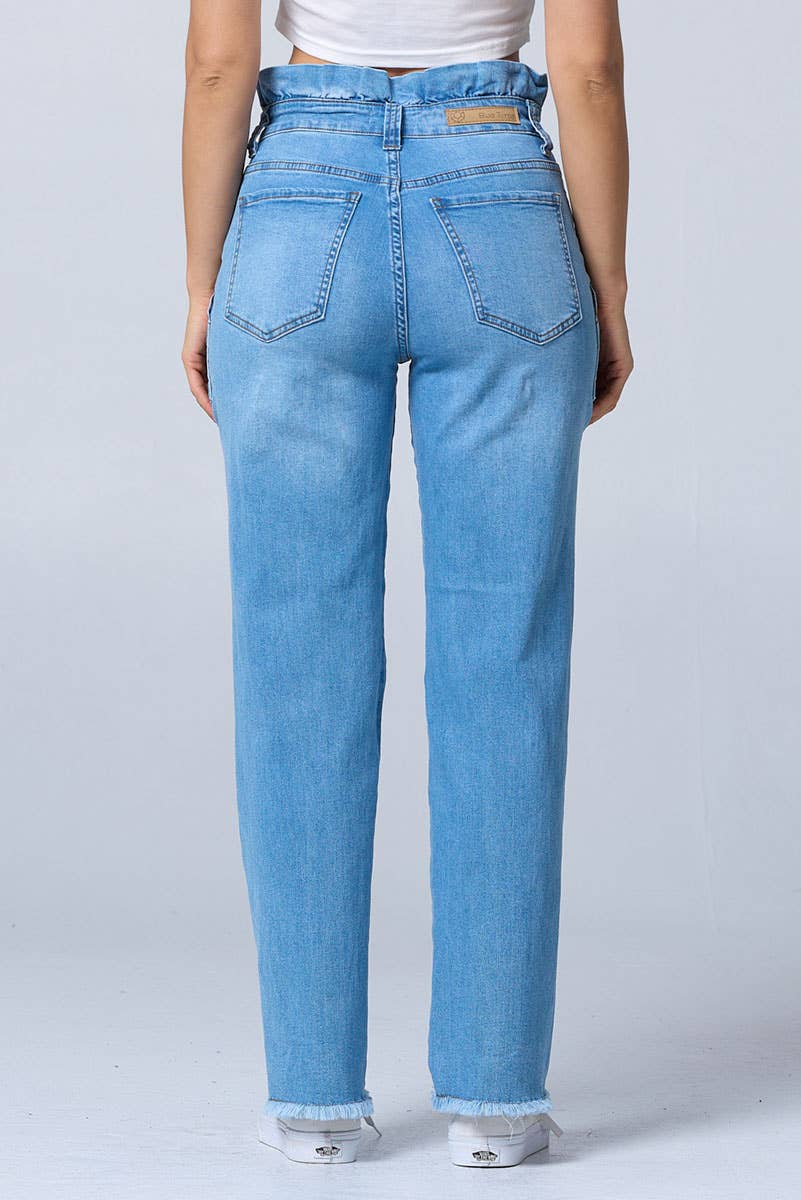 Distress boot cut baggy jeans