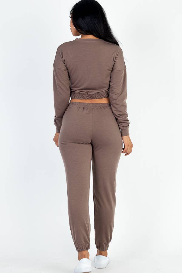 French Terry Elastic Waist Pullover & Joggers Set