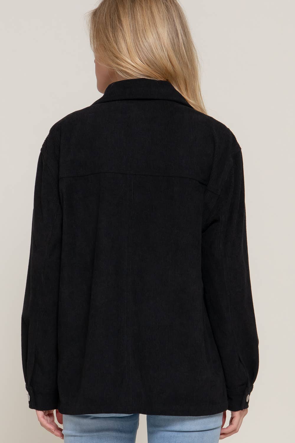 Long Sleeve Front Pocket Button Down Corduroy Jacket