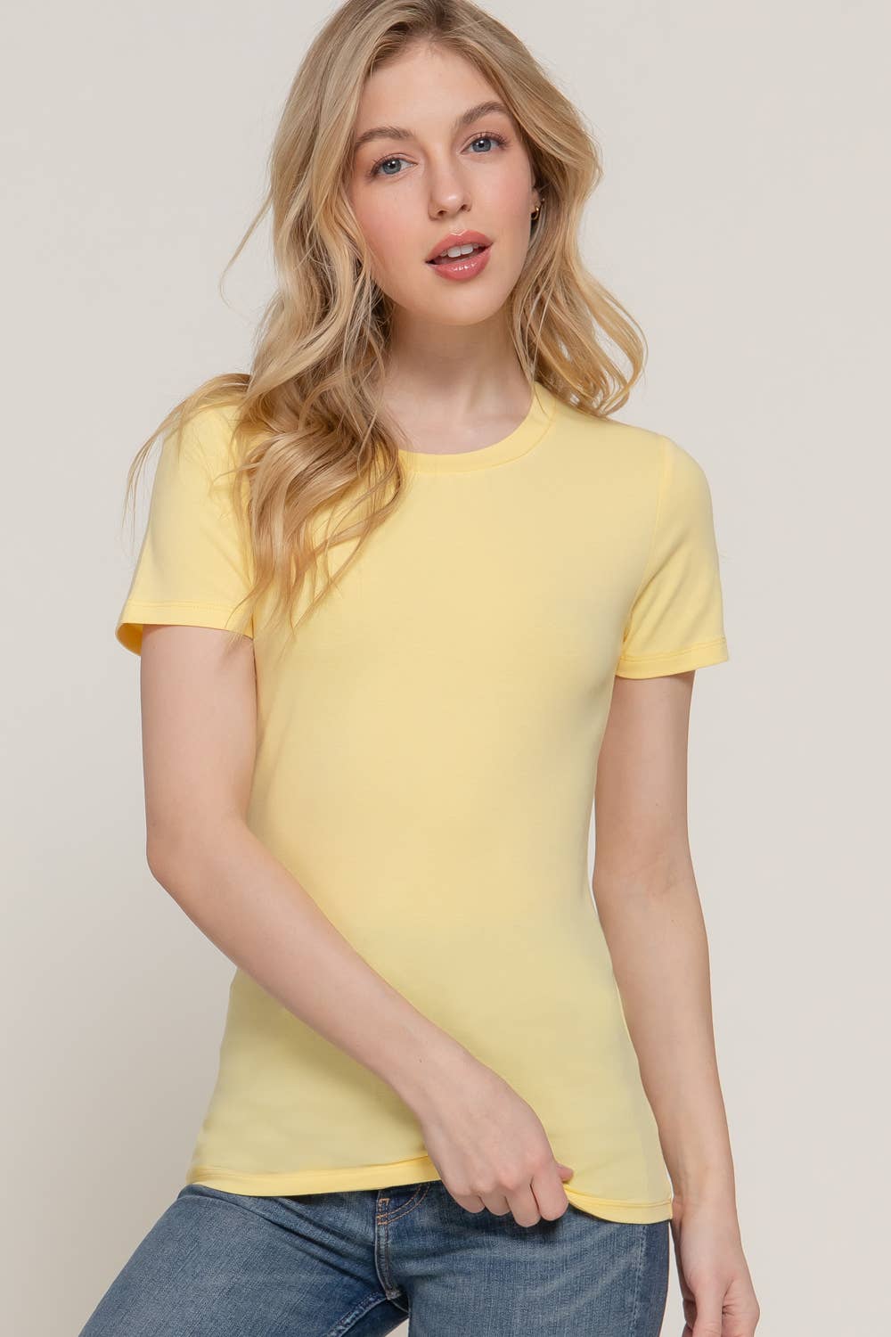 Short Sleeve Crew Neck Cotton Spandex Jersey Top