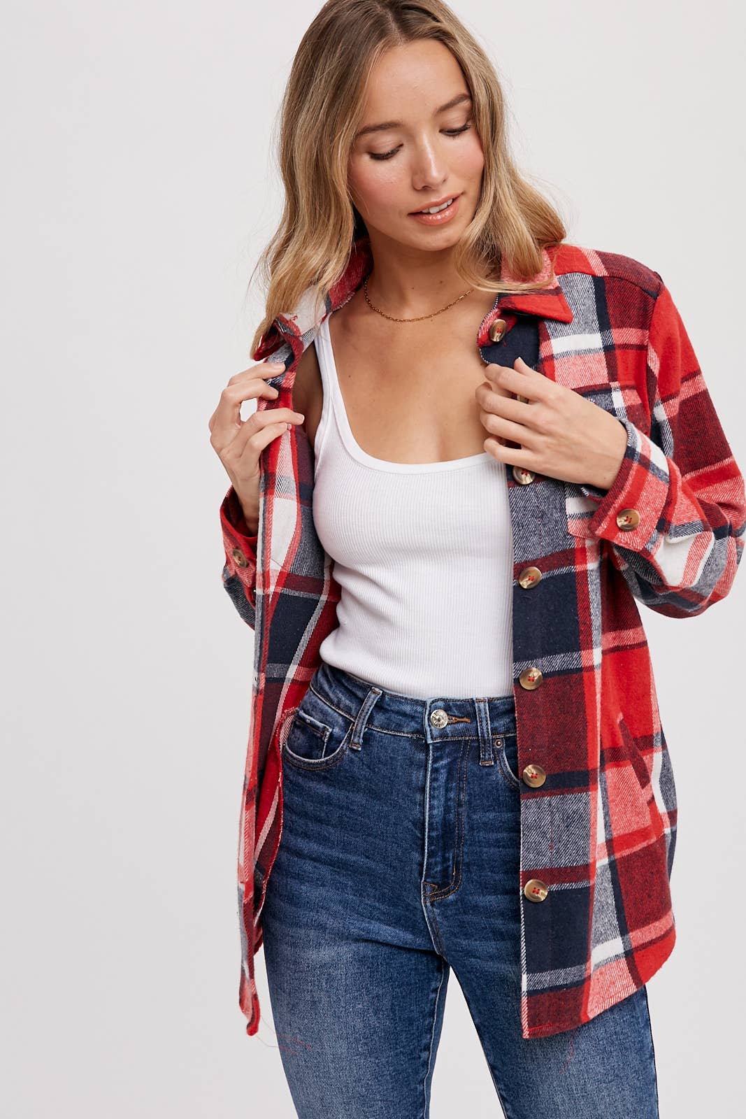 FLANNEL PLAID SHACKET WITH POCKETS