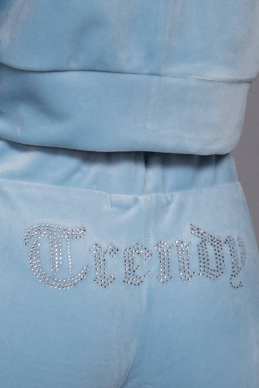 Mock Neck Zip Up Jacket & Rhinestone Flare Pants Velour Set