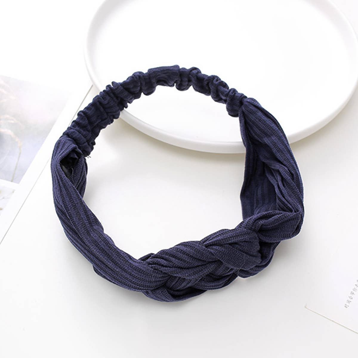 SOLID COLOR TWIST CROSS HEADBAND_CWMM0729